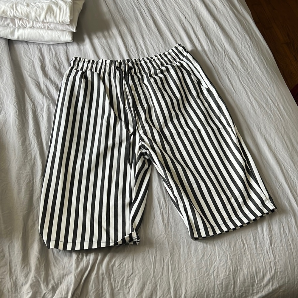 small black and white striped shorts